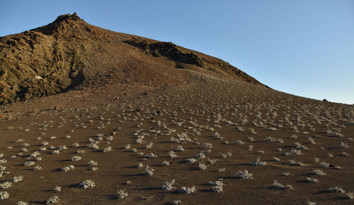 Bartolome in Galapagos Islands view of the volcano and blue sky landscape