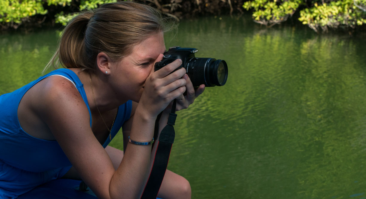 Black Turtle Cove - Santa Cruz in the Galapagos view of mangrove and tourist taking pictures