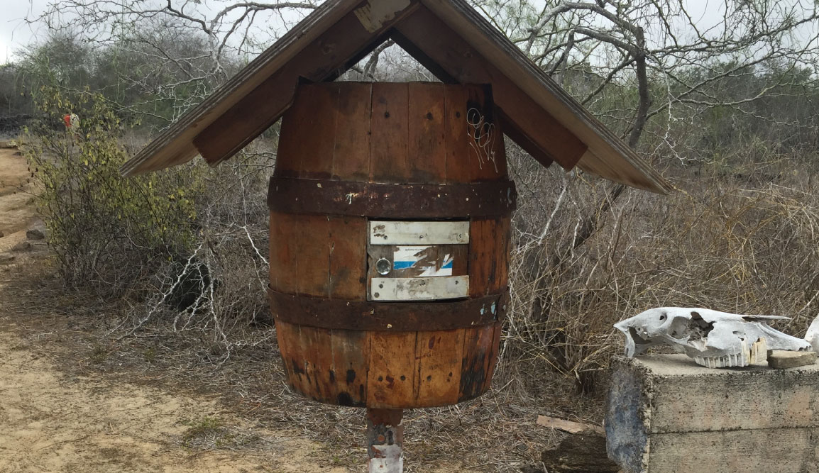 Post Office - Floreana Island in the Galapagos, view of he bareel