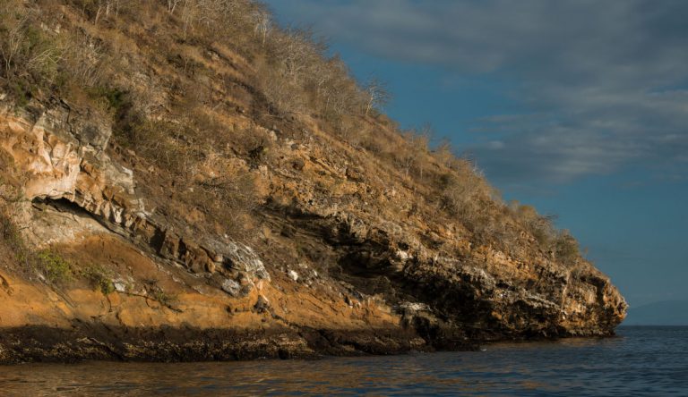 Tagus Cove - Isabela in the Galapagos Islands, view of rock on the sea